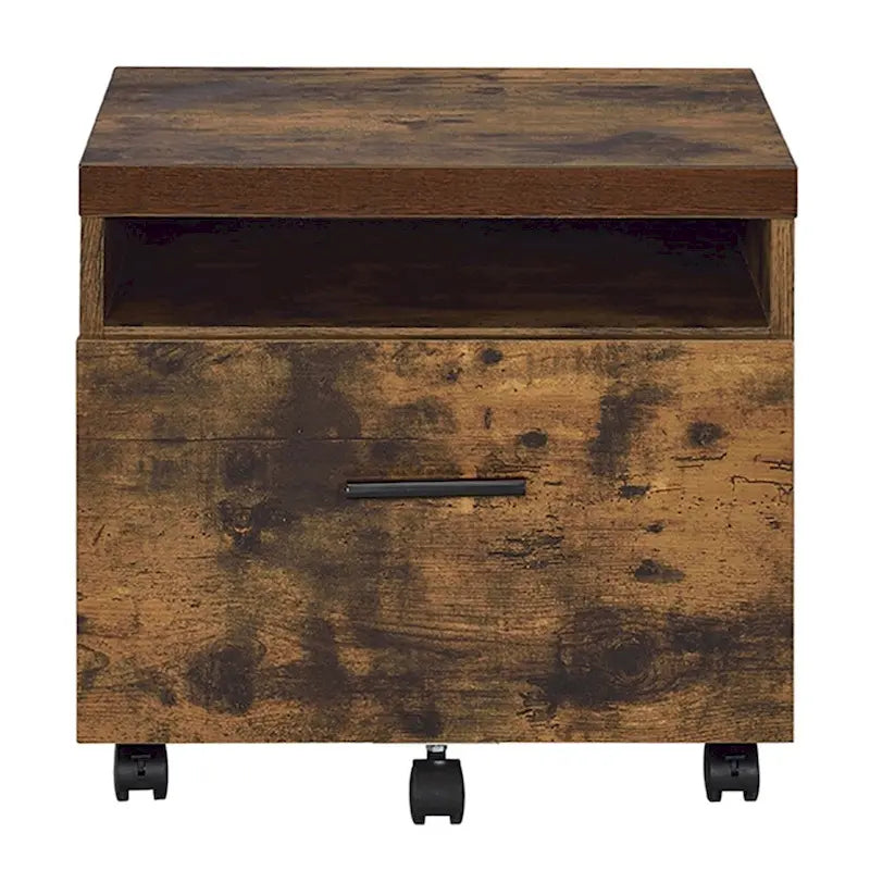 Weathered Oak and Black 1-DrawerFile Cabinet