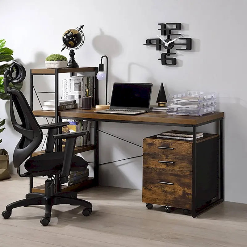Weathered Oak and Black 1-DrawerFile Cabinet
