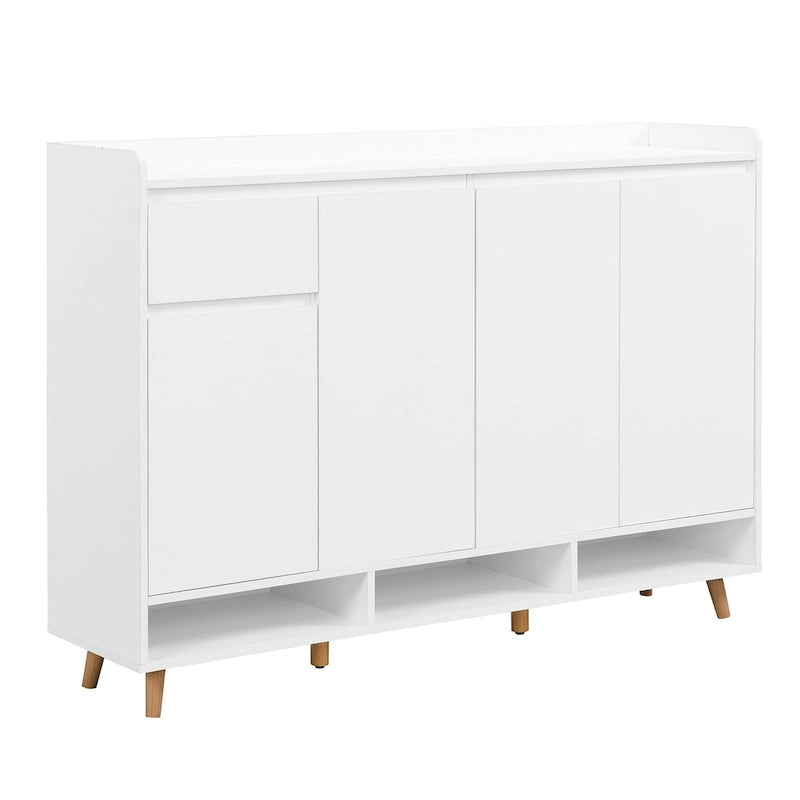 Sleek and Contemporary Shoe Cabinet with Adjustable Shelves, Minimalist Home Organizer with Solid Wood Legs