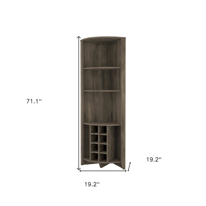 71 Dark Brown Wood Corner Bar Cabinet