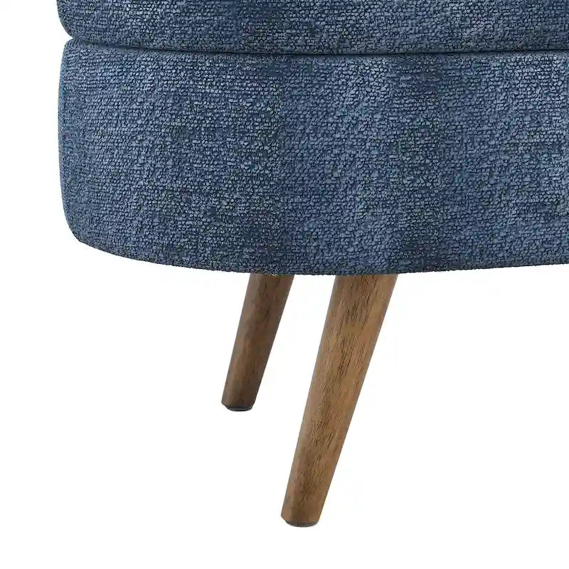 Oval Storage Bench Fabric Upholstered Entryway Bench with Rubber Wood Legs for Bedroom, Entryway, Living Room(43.5x16x16)