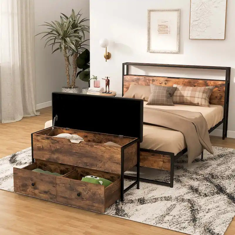 Storage Ottoman Bench Flip Top Wooden Storage Chest with - See Details