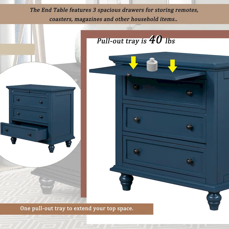 Modern Storage Wooden Cabinet with Three Drawers for Bedroom and Living Room