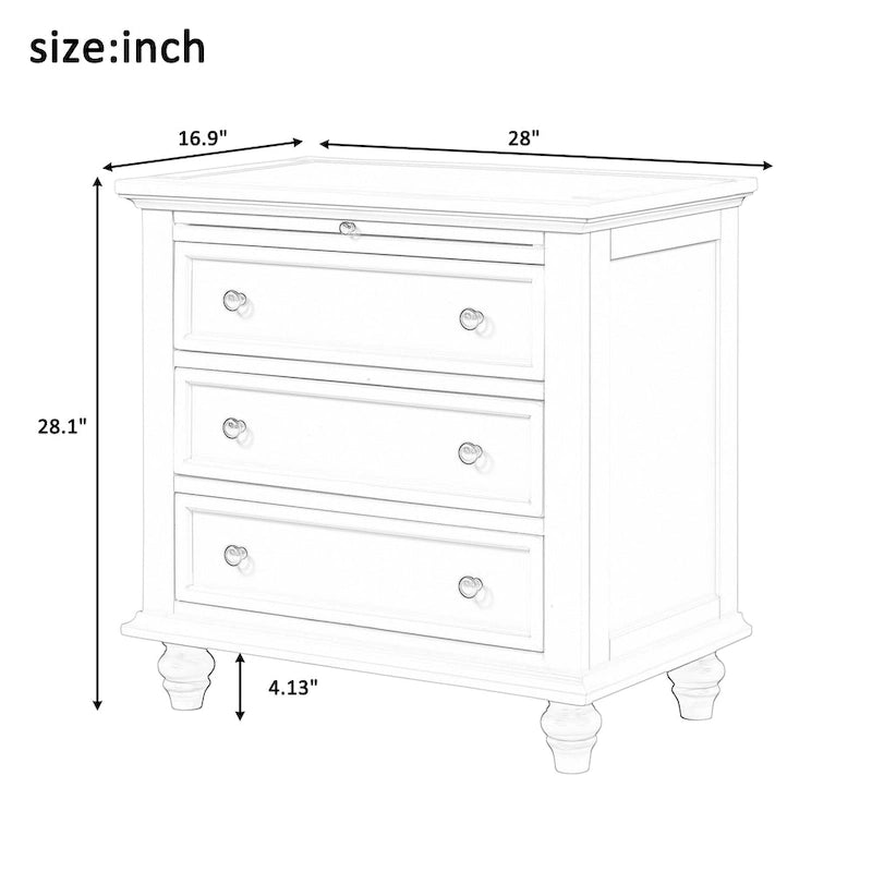Modern Storage Wooden Cabinet with Three Drawers for Bedroom and Living Room