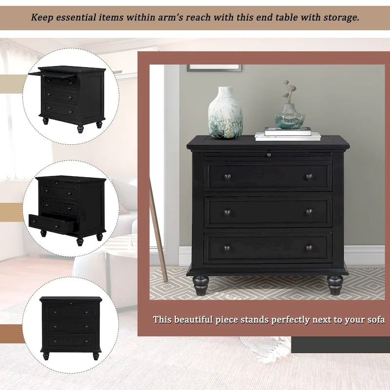 Modern Storage Wooden Cabinet with Three Drawers for Bedroom and Living Room