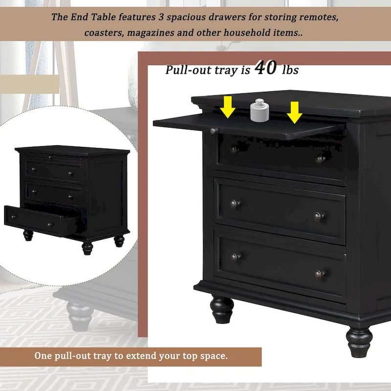 Modern Storage Wooden Cabinet with Three Drawers for Bedroom and Living Room