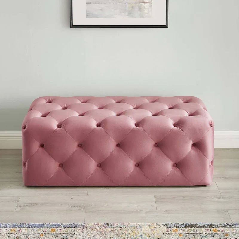 48-inch Button Tufted Entryway Velvet Bench