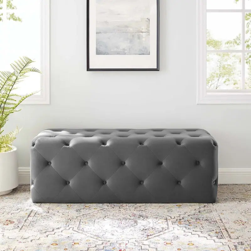 48-inch Button Tufted Entryway Velvet Bench
