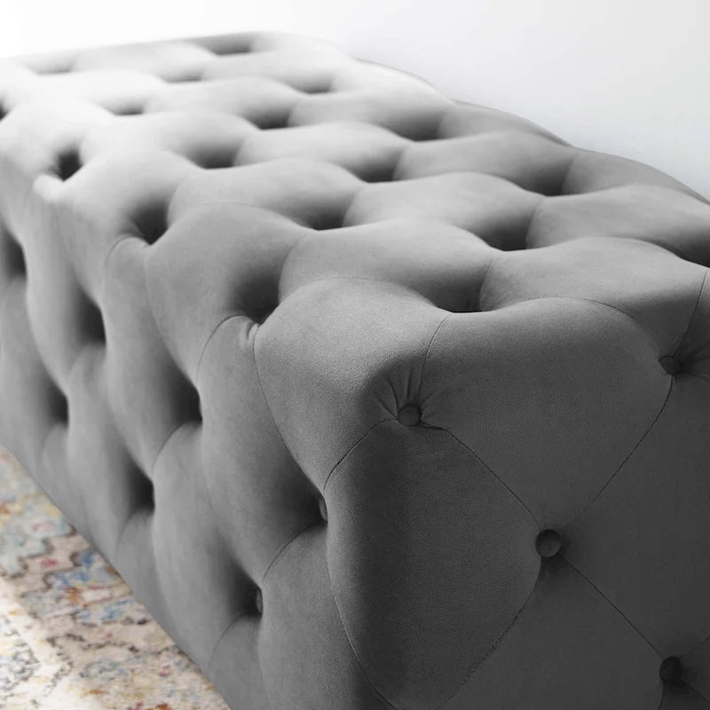 48-inch Button Tufted Entryway Velvet Bench