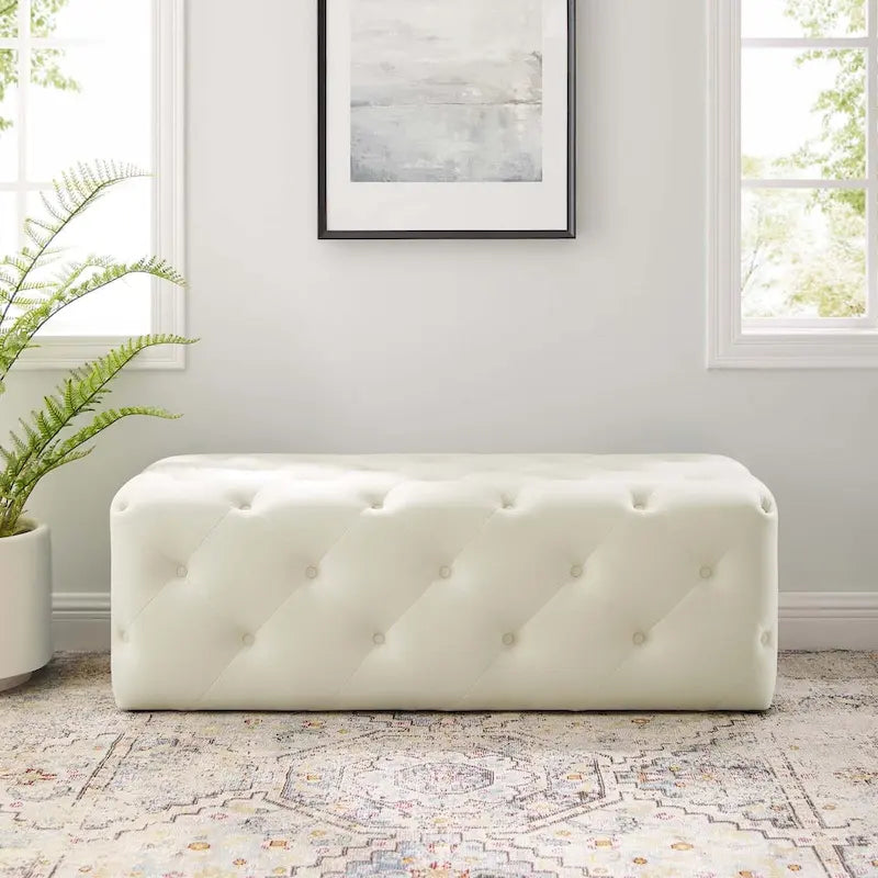 48-inch Button Tufted Entryway Velvet Bench