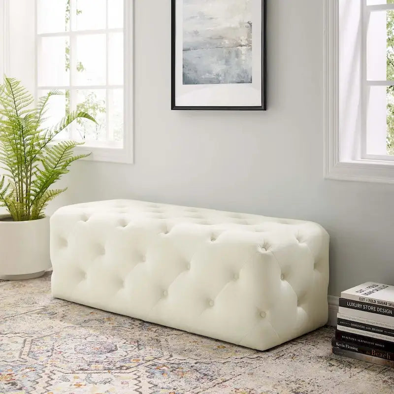 48-inch Button Tufted Entryway Velvet Bench