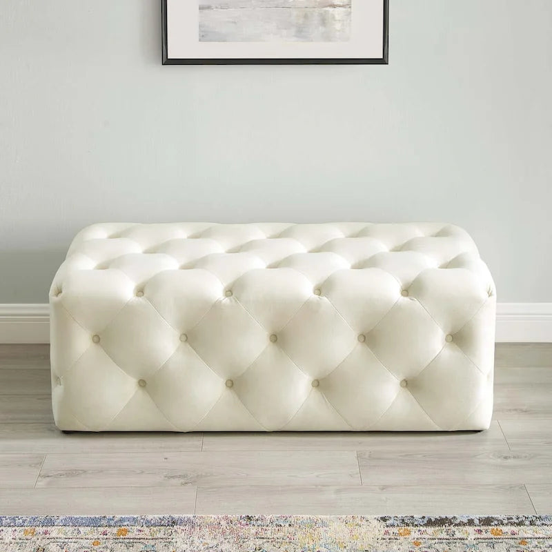 48-inch Button Tufted Entryway Velvet Bench