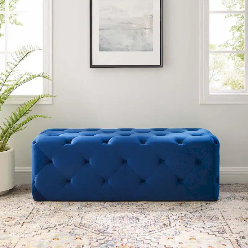48-inch Button Tufted Entryway Velvet Bench