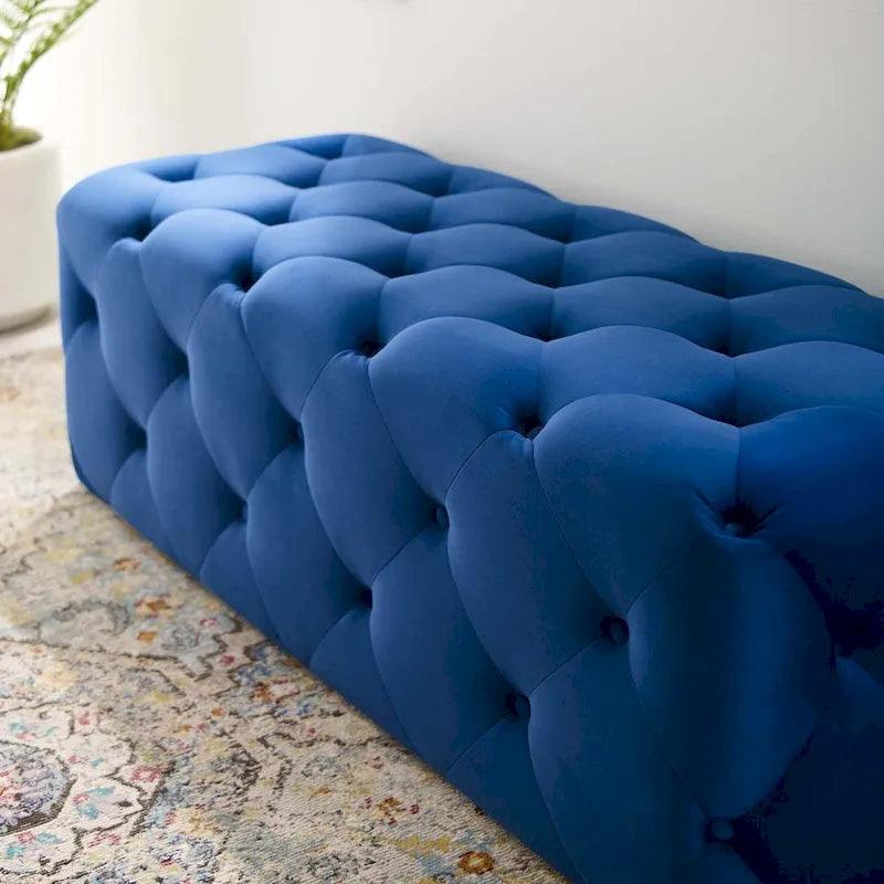 48-inch Button Tufted Entryway Velvet Bench