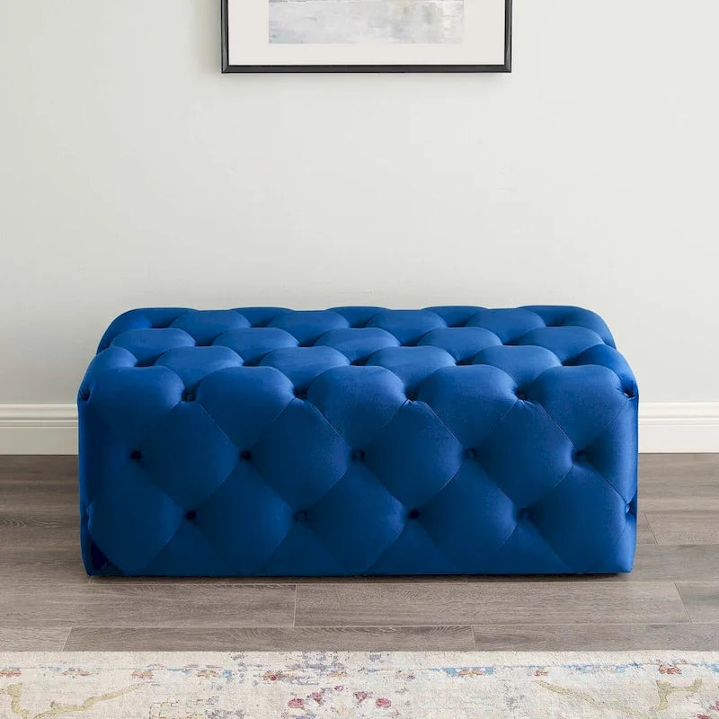 48-inch Button Tufted Entryway Velvet Bench