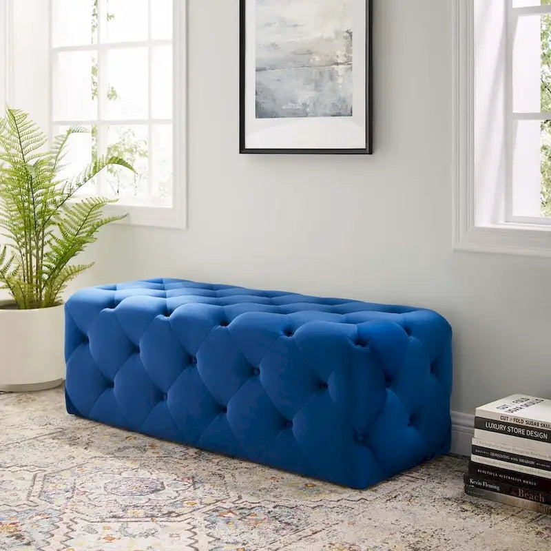 48-inch Button Tufted Entryway Velvet Bench