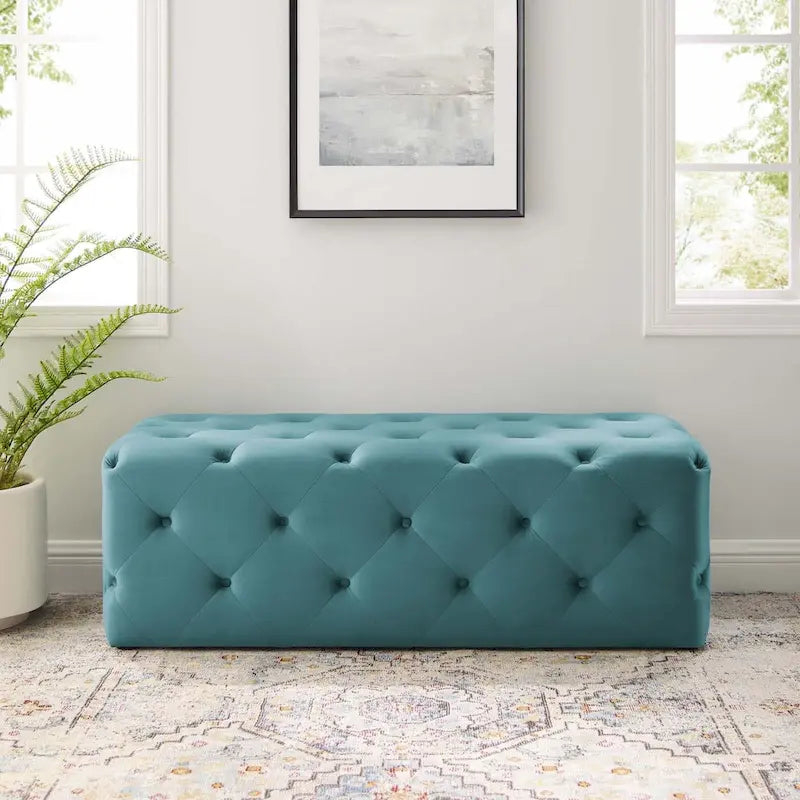 48-inch Button Tufted Entryway Velvet Bench