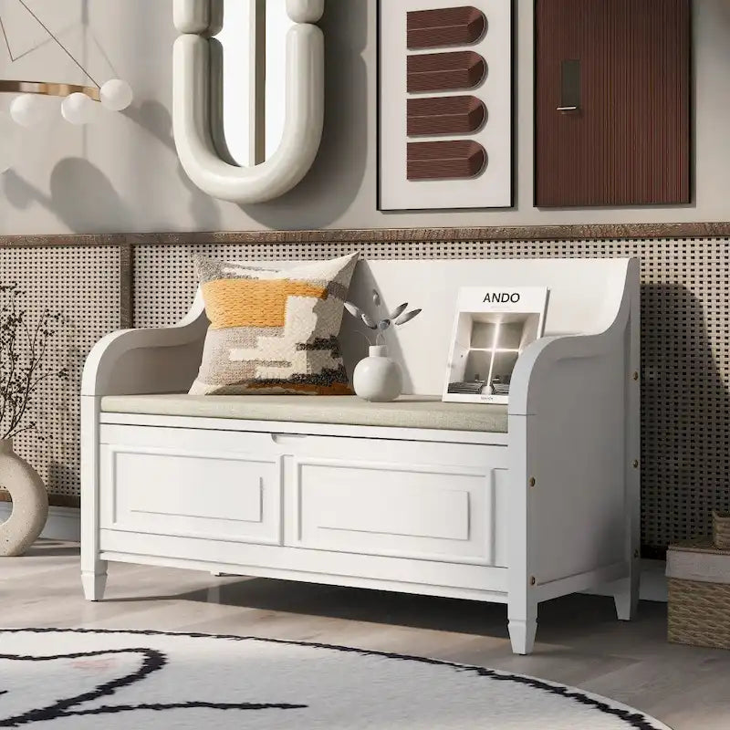42 Rustic Style Solid wood Entryway Multifunctional Storage Bench