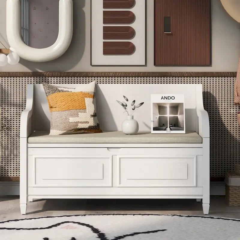 42 Rustic Style Solid wood Entryway Multifunctional Storage Bench