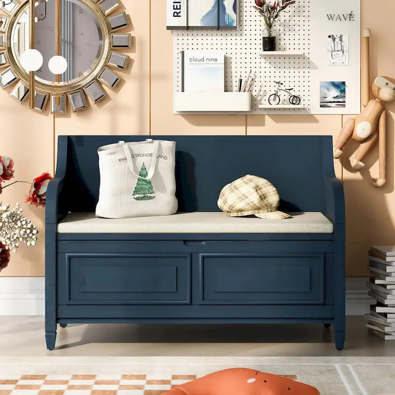 42 Rustic Style Solid wood Entryway Multifunctional Storage Bench