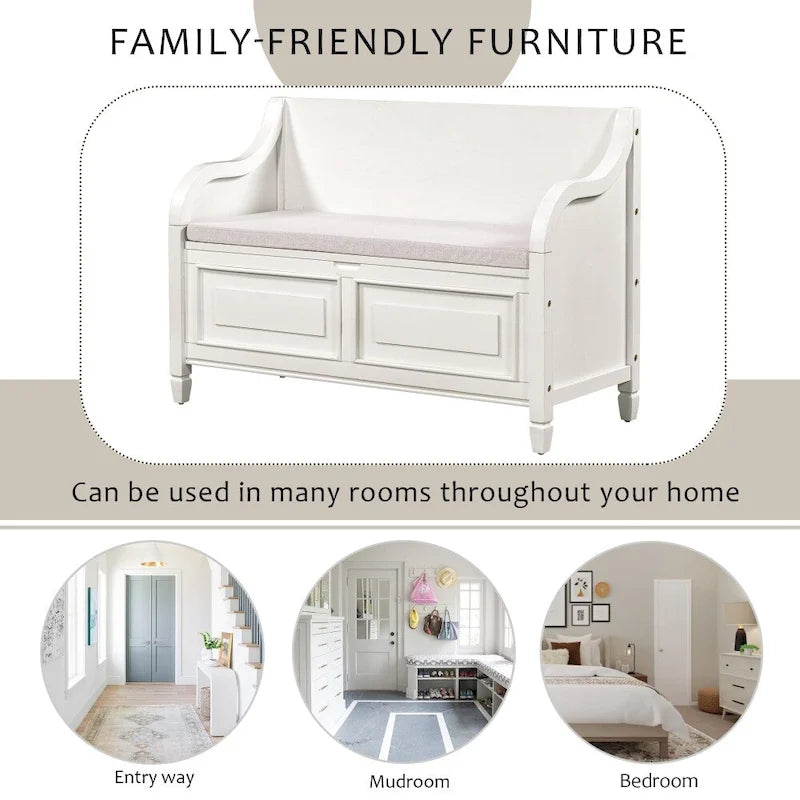 42 Rustic Style Solid wood Entryway Multifunctional Storage Bench