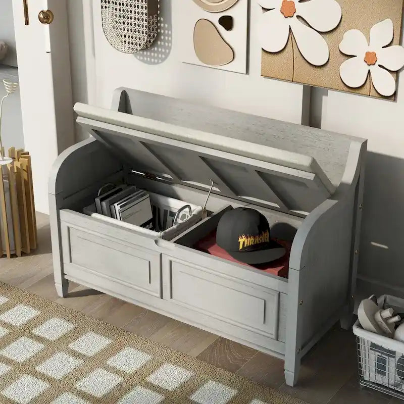 42 Rustic Style Solid wood Entryway Multifunctional Storage Bench