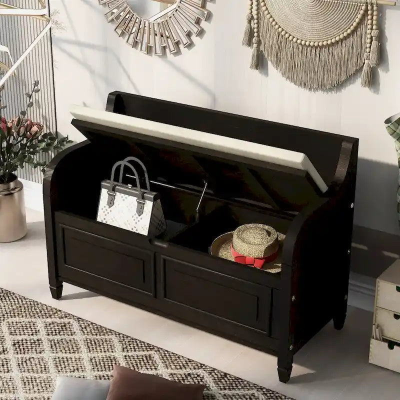 42 Rustic Style Solid wood Entryway Multifunctional Storage Bench