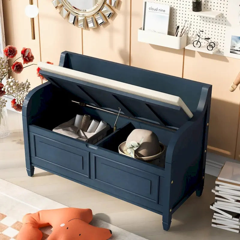 42 Rustic Style Solid wood Entryway Multifunctional Storage Bench