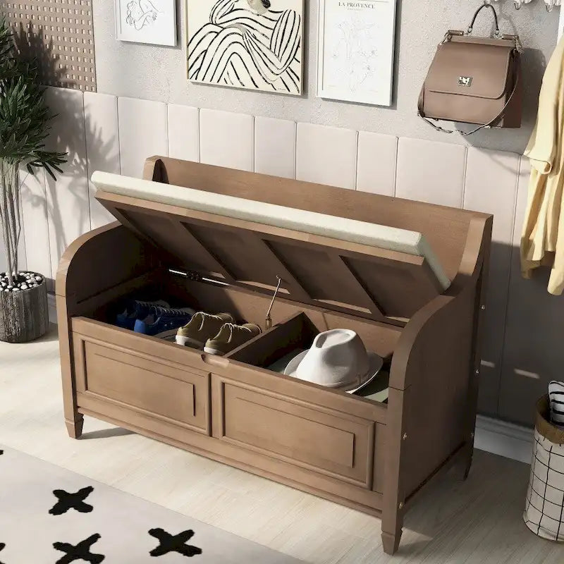 42 Rustic Style Solid wood Entryway Multifunctional Storage Bench