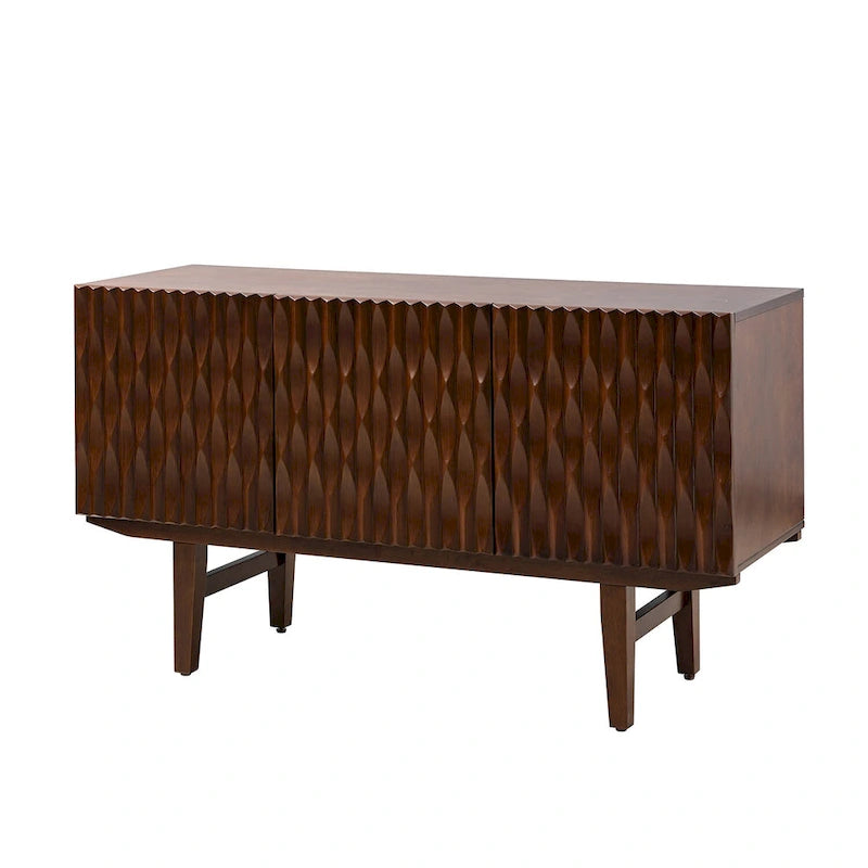 Modern Carved Geometric Patterns Sideboard By