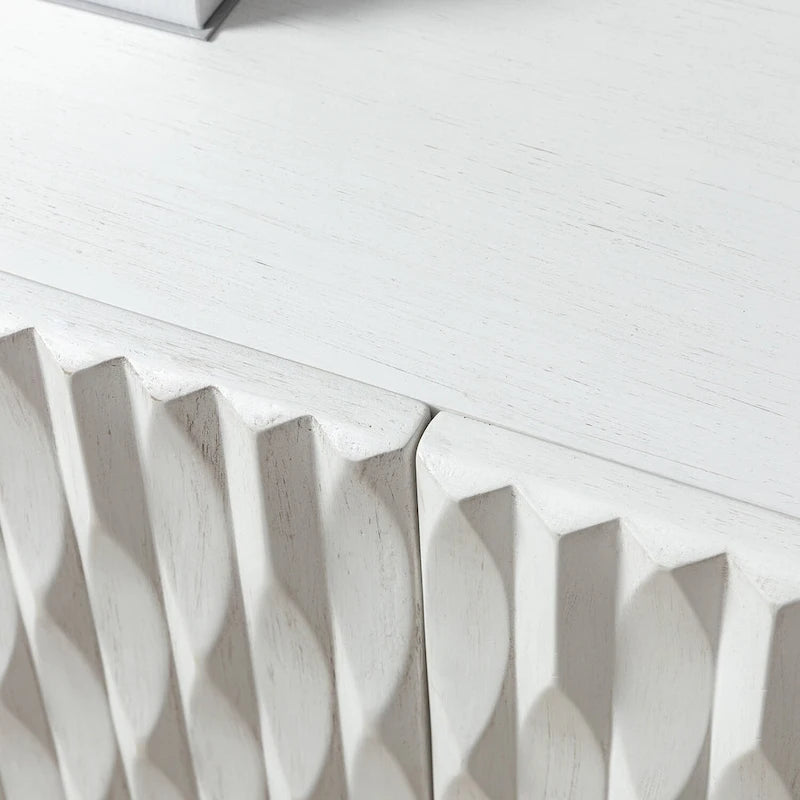 Modern Carved Geometric Patterns Sideboard By