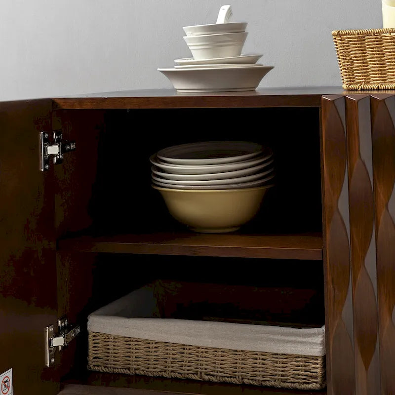 Modern Carved Geometric Patterns Sideboard By