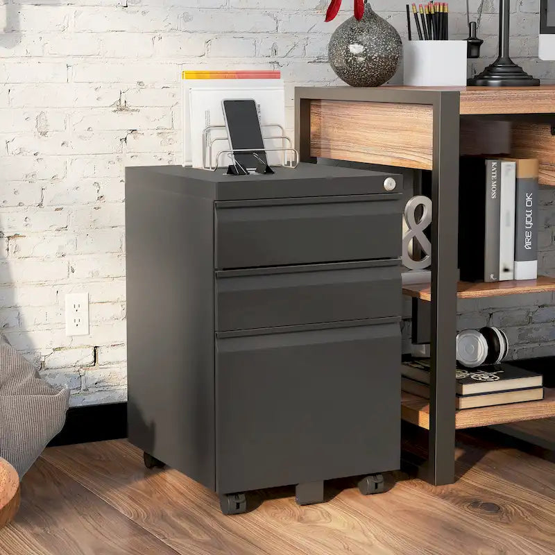 Modern Matte 3-Drawer Mobile File Cabinet by