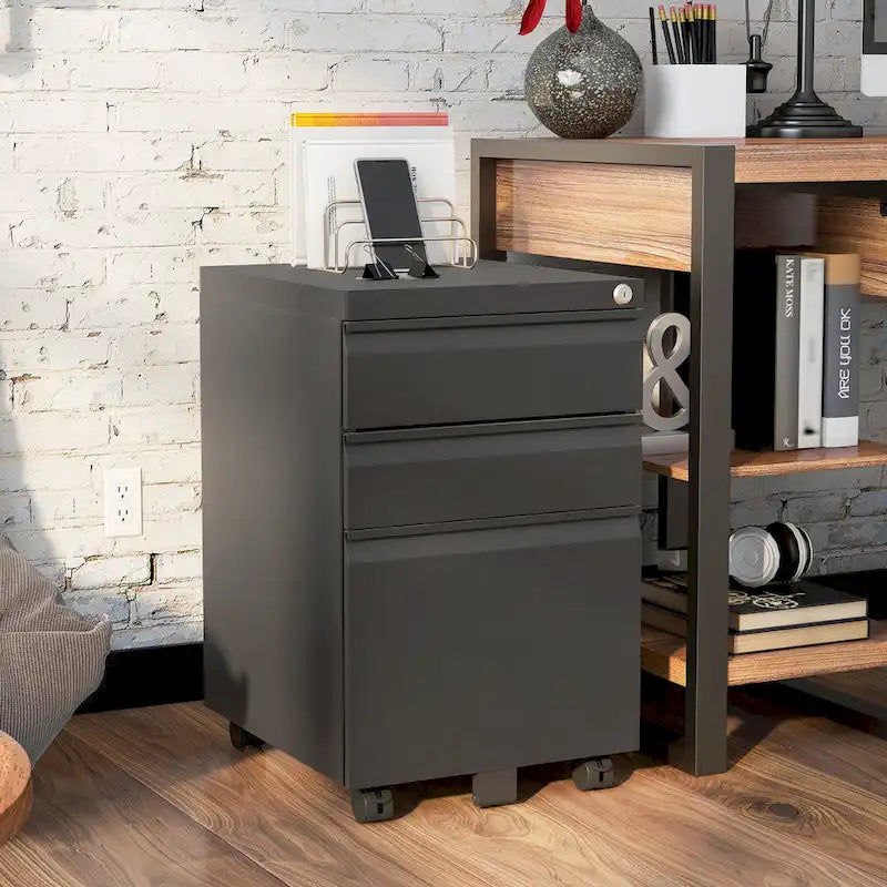 Modern Matte 3-Drawer Mobile File Cabinet by