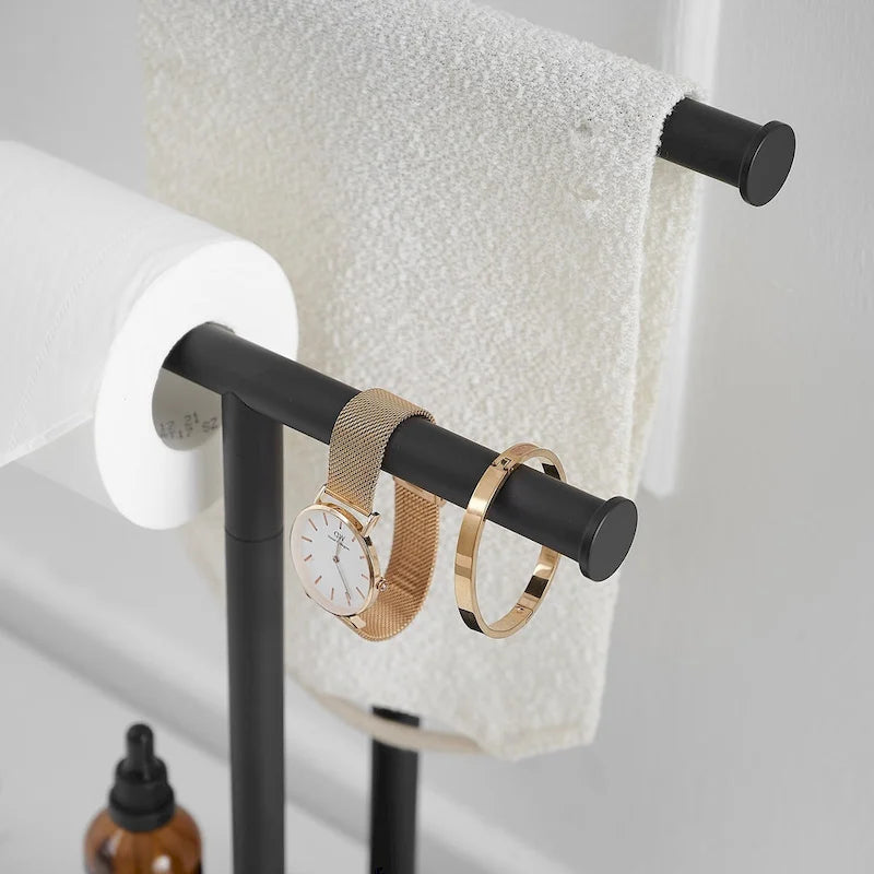Freestanding Tower Bar With Double T-Shape Towel Bar Rack Stand For Bathroom Kitchen Countertop