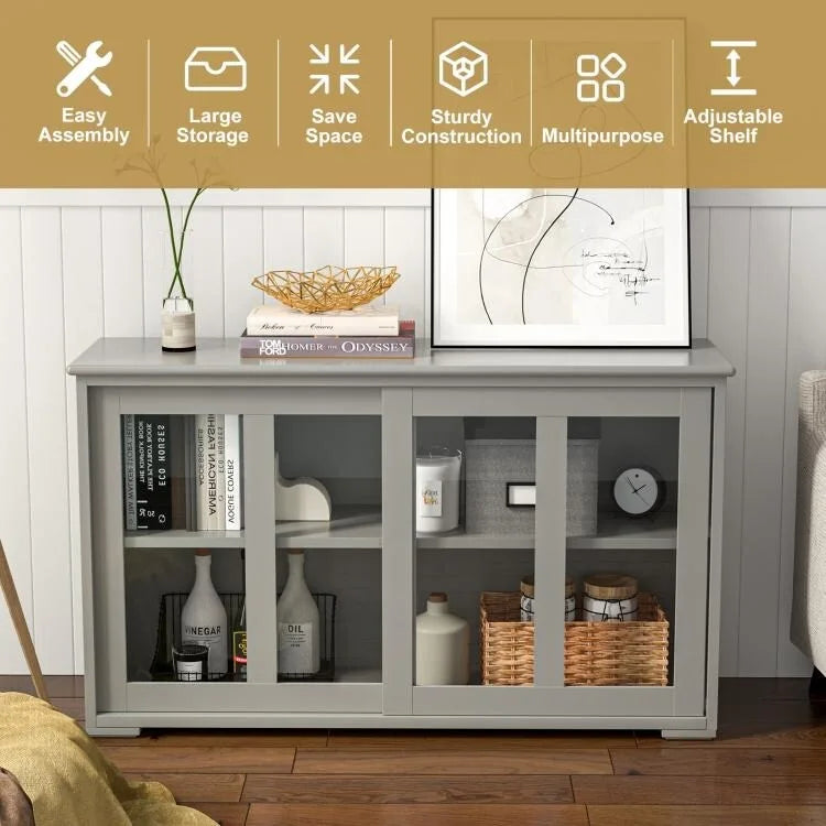 Sideboard Buffet Cupboard Storage Cabinet with Sliding Door - 42 x 13.0 x 24.5 (L x W x H)