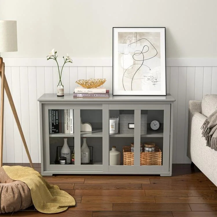 Sideboard Buffet Cupboard Storage Cabinet with Sliding Door - 42 x 13.0 x 24.5 (L x W x H)