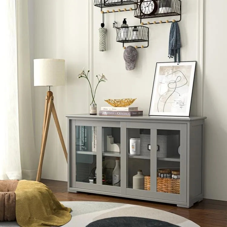 Sideboard Buffet Cupboard Storage Cabinet with Sliding Door - 42 x 13.0 x 24.5 (L x W x H)