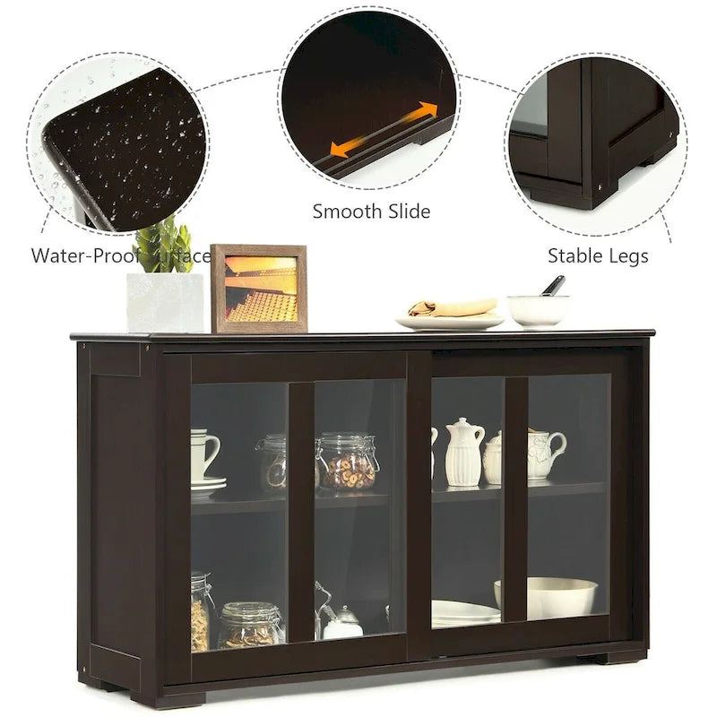 Sideboard Buffet Cupboard Storage Cabinet with Sliding Door - 42 x 13.0 x 24.5 (L x W x H)
