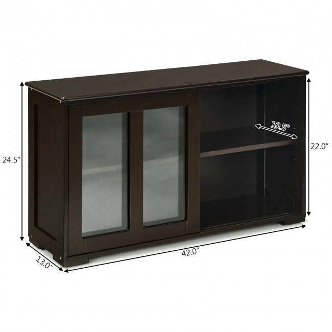 Sideboard Buffet Cupboard Storage Cabinet with Sliding Door - 42 x 13.0 x 24.5 (L x W x H)