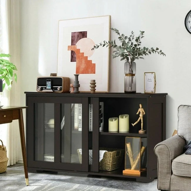 Sideboard Buffet Cupboard Storage Cabinet with Sliding Door - 42 x 13.0 x 24.5 (L x W x H)