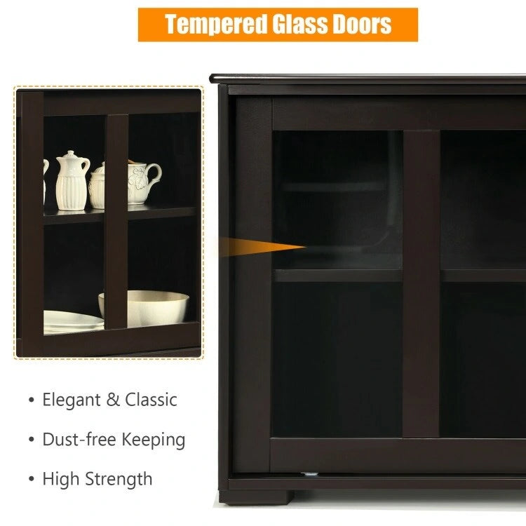 Sideboard Buffet Cupboard Storage Cabinet with Sliding Door - 42 x 13.0 x 24.5 (L x W x H)