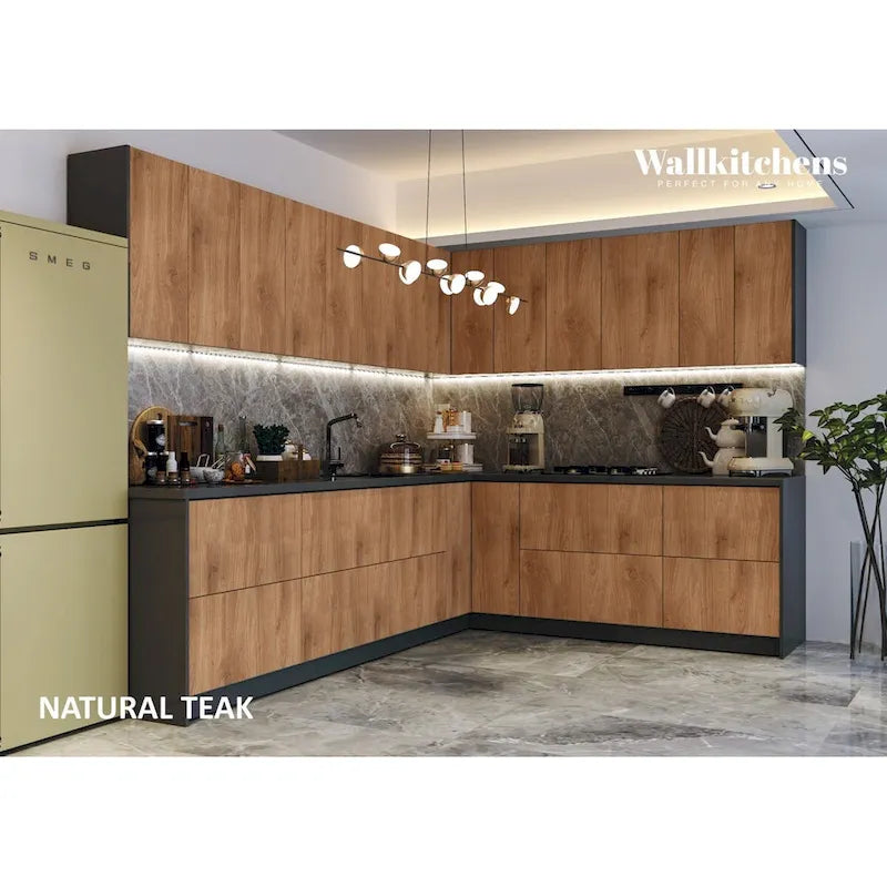 Kitchen Culinary Collection Natural Teak & Black Color Base Size 10Ft Wide - 94x120
