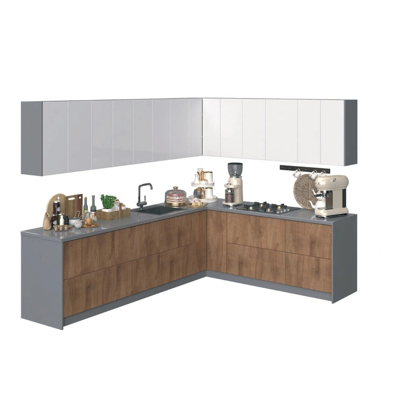 Kitchen Culinary Collection Natural Teak & Black Color Base Size 10Ft Wide - 94x120