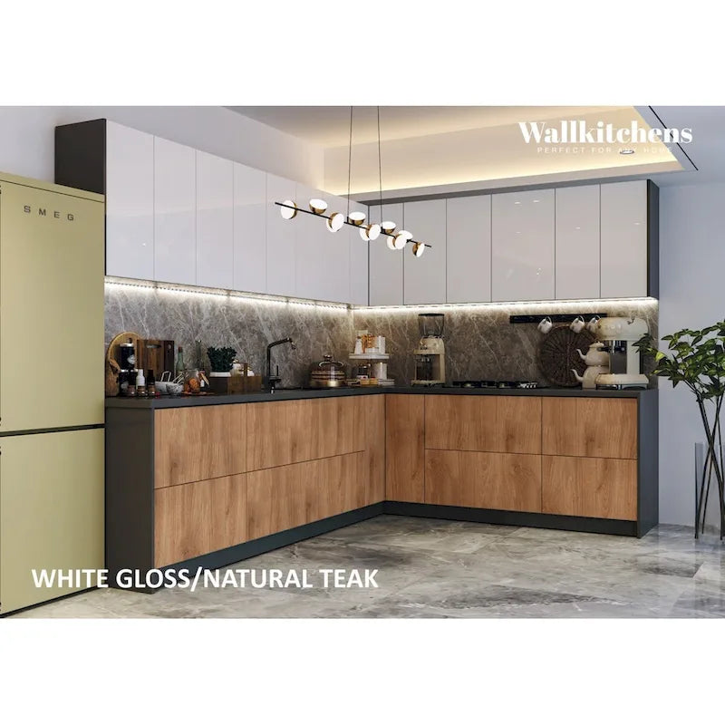 Kitchen Culinary Collection Natural Teak & Black Color Base Size 10Ft Wide - 94x120