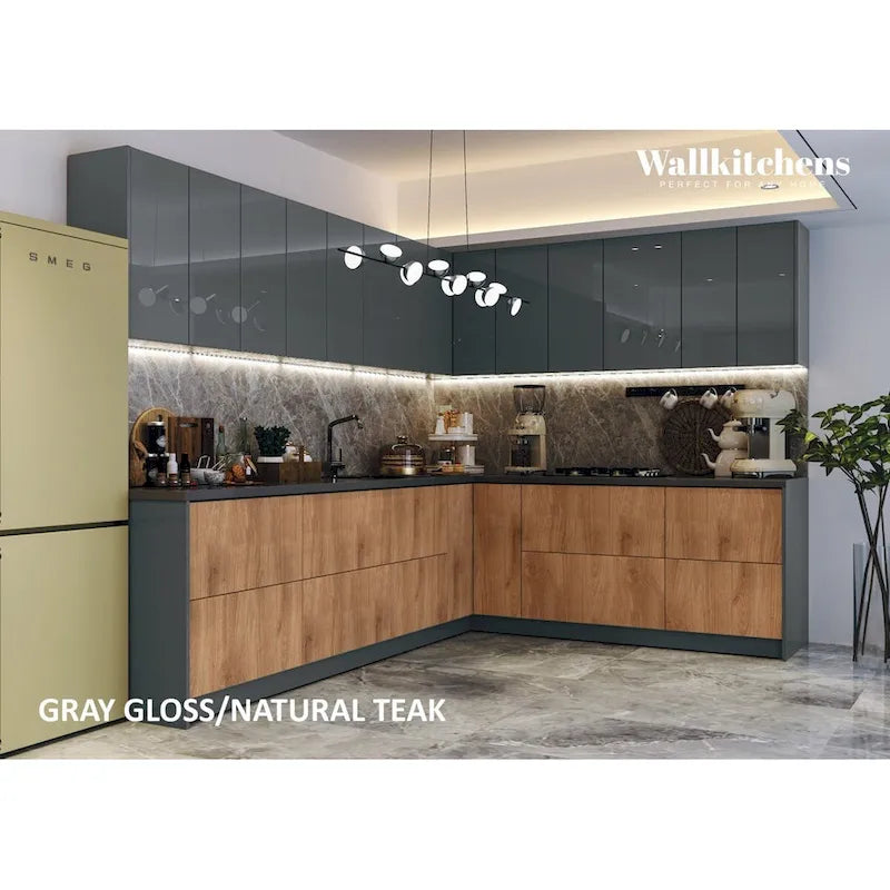 Kitchen Culinary Collection Natural Teak & Black Color Base Size 10Ft Wide - 94x120