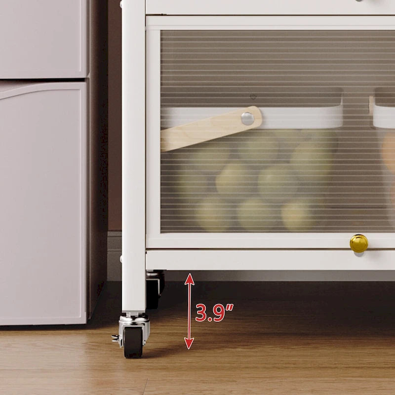 Kitchen Storage Cabinets with wheels - Bakers Rack Countertop, Microwave Oven Shelf Cabinet, Storage Organizer