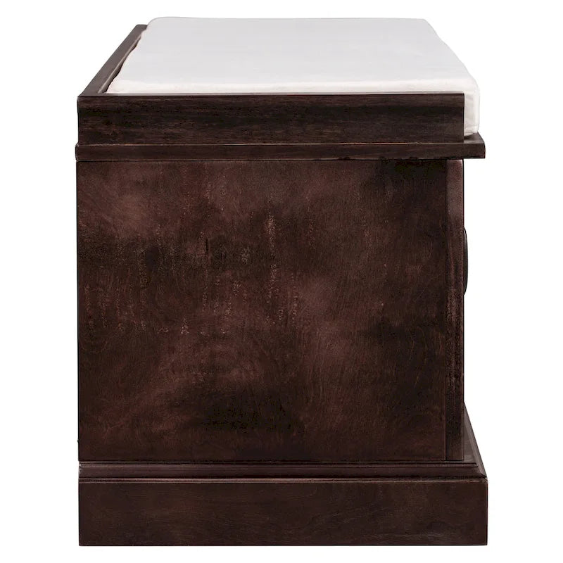 Storage Bench with 2 Drawers and 2 Cabinets, Shoe Bench with Removable Cushion for Living Room, Entryway