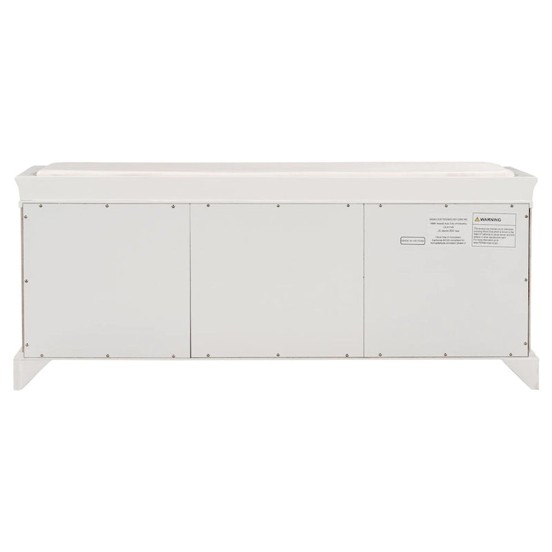 Storage Bench with 2 Drawers and 2 Cabinets, Shoe Bench with Removable Cushion for Living Room, Entryway