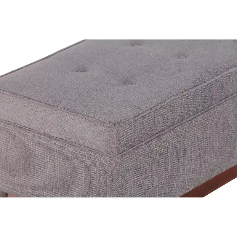 Transitional Wood Trim Tufted Storage Ottoman
